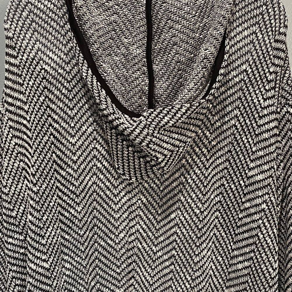 Anthropologie Maeve Bedford Black Herringbone Hooded Cardigan Sweater Size Small - Picture 6 of 11